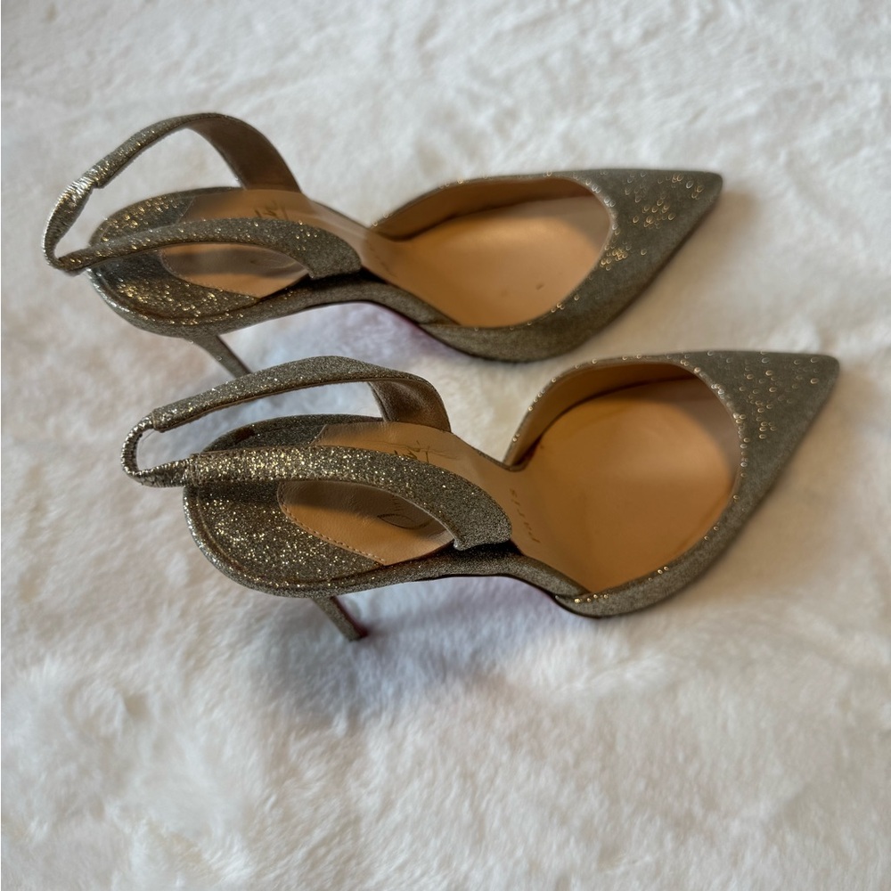 Christian Louboutin Silver Glitter Heels - Picture 2 of 3
